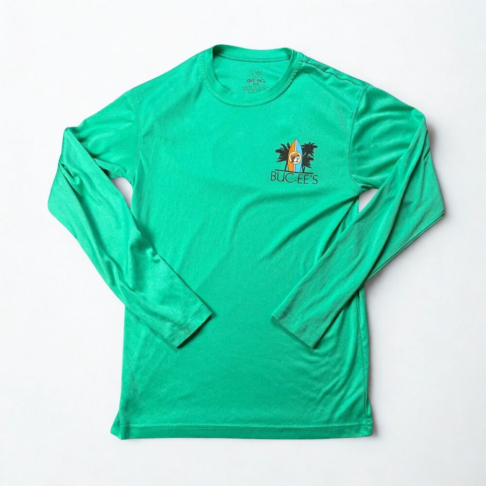 Buc-ee's T Shirt Unisex S Green Long Sleeve Surf Beach Van Beaver Graphic